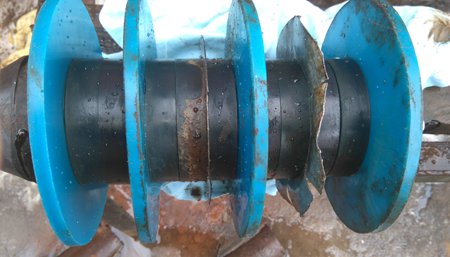 Jams of the calibration disk of the SKT-150 gauging pig